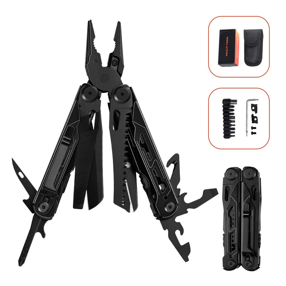 Versatile 18-in-1 Multitool Pliers with Black Coated